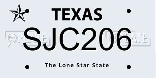 SJC206 Texas License Plate