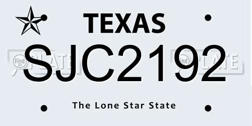 SJC2192 Texas License Plate