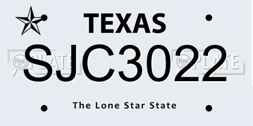 SJC3022 Texas License Plate