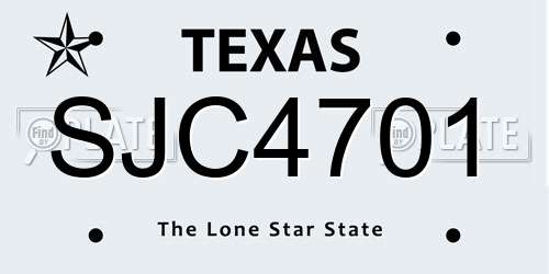 SJC4701 Texas License Plate