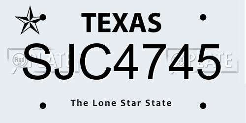 SJC4745 Texas License Plate