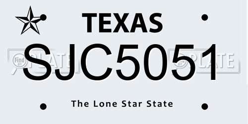 SJC5051 Texas License Plate