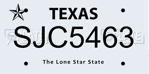 SJC5463 Texas License Plate