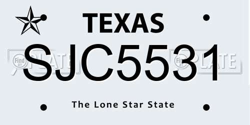 SJC5531 Texas License Plate