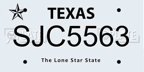 SJC5563 Texas License Plate