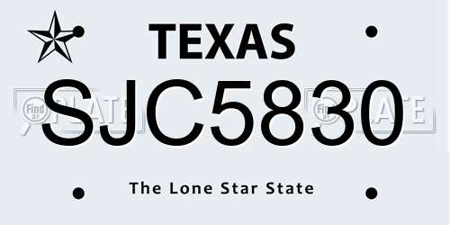 SJC5830 Texas License Plate