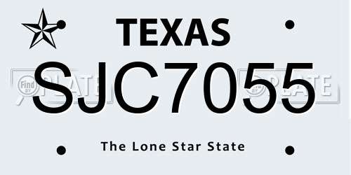 SJC7055 Texas License Plate