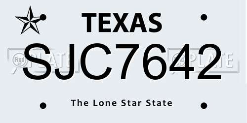 SJC7642 Texas License Plate