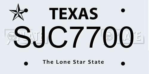 SJC7700 Texas License Plate