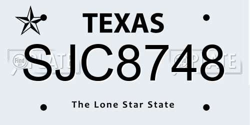 SJC8748 Texas License Plate