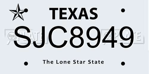 SJC8949 Texas License Plate