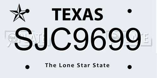 SJC9699 Texas License Plate