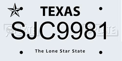 SJC9981 Texas License Plate