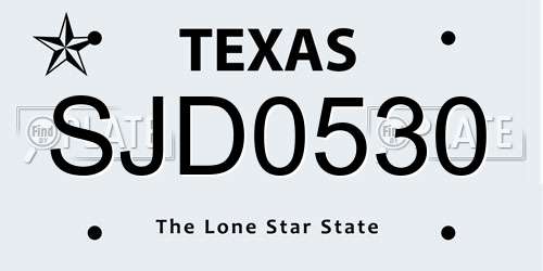 SJD0530 Texas License Plate