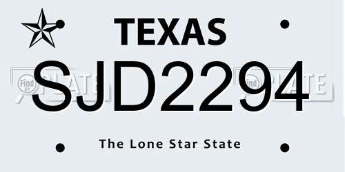 SJD2294 Texas License Plate