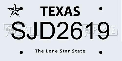 SJD2619 Texas License Plate
