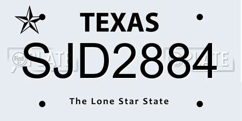 SJD2884 Texas License Plate