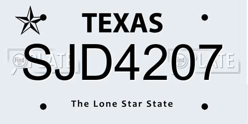 SJD4207 Texas License Plate