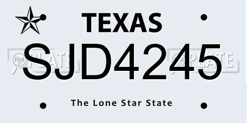 SJD4245 Texas License Plate