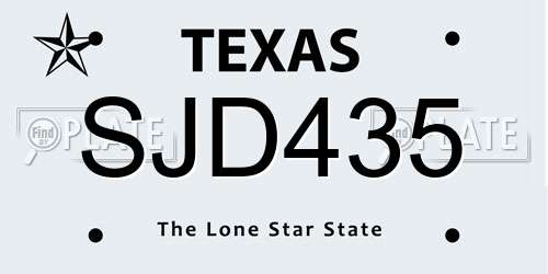 SJD435 Texas License Plate
