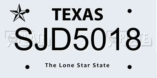 SJD5018 Texas License Plate