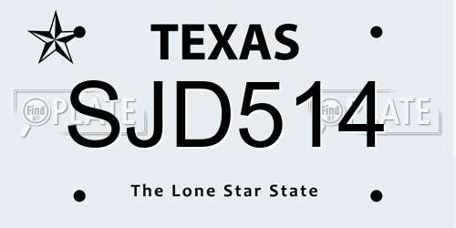 SJD514 Texas License Plate