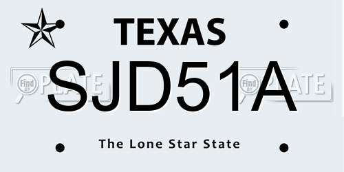 SJD51A Texas License Plate
