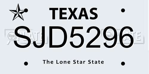 SJD5296 Texas License Plate