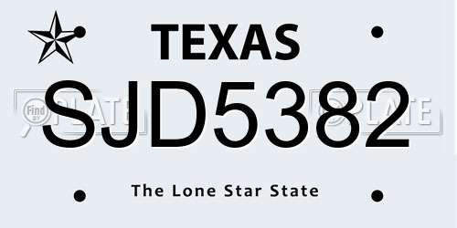 SJD5382 Texas License Plate