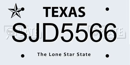 SJD5566 Texas License Plate