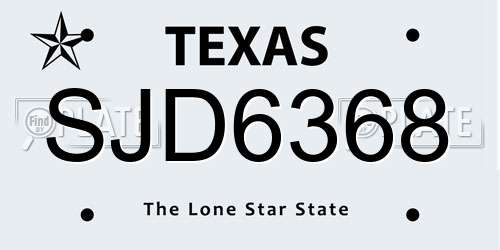SJD6368 Texas License Plate