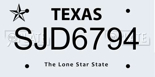 SJD6794 Texas License Plate