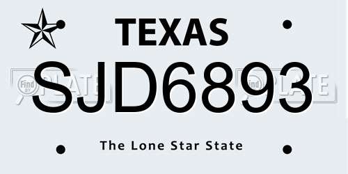 SJD6893 Texas License Plate