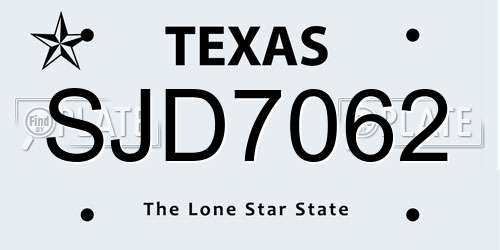SJD7062 Texas License Plate