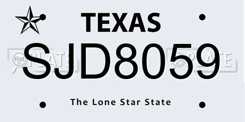 SJD8059 Texas License Plate