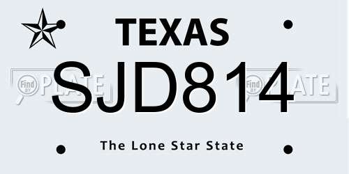 SJD814 Texas License Plate