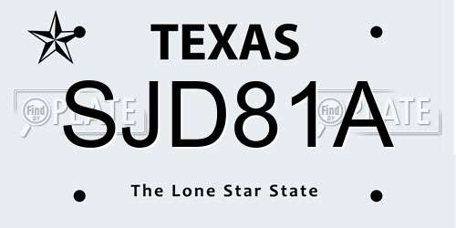 SJD81A Texas License Plate