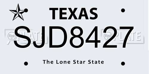 SJD8427 Texas License Plate