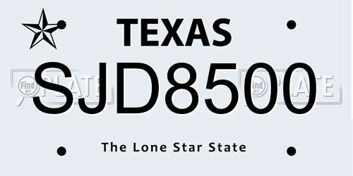 SJD8500 Texas License Plate