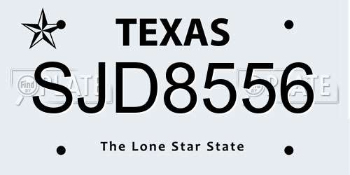 SJD8556 Texas License Plate