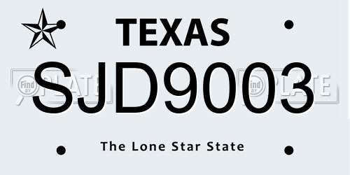 SJD9003 Texas License Plate