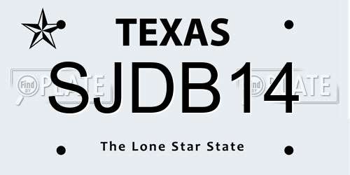 SJDB14 Texas License Plate