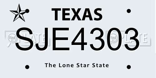 SJE4303 Texas License Plate