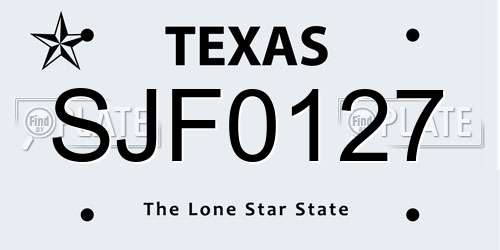 SJF0127 Texas License Plate