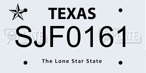 SJF0161 Texas License Plate