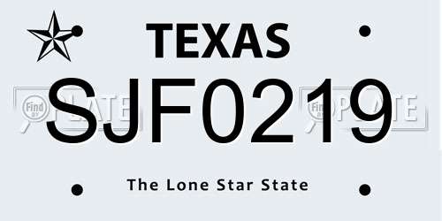 SJF0219 Texas License Plate