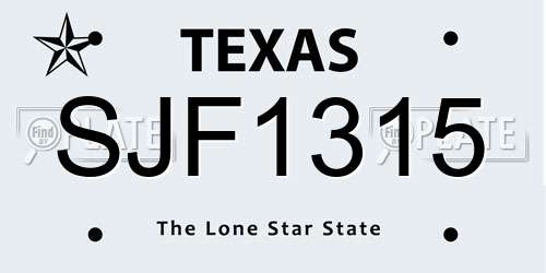 SJF1315 Texas License Plate