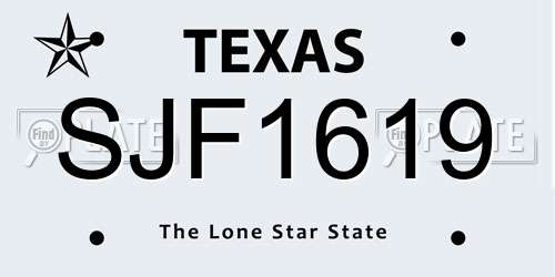 SJF1619 Texas License Plate