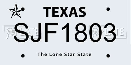 SJF1803 Texas License Plate