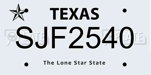 SJF2540 Texas License Plate